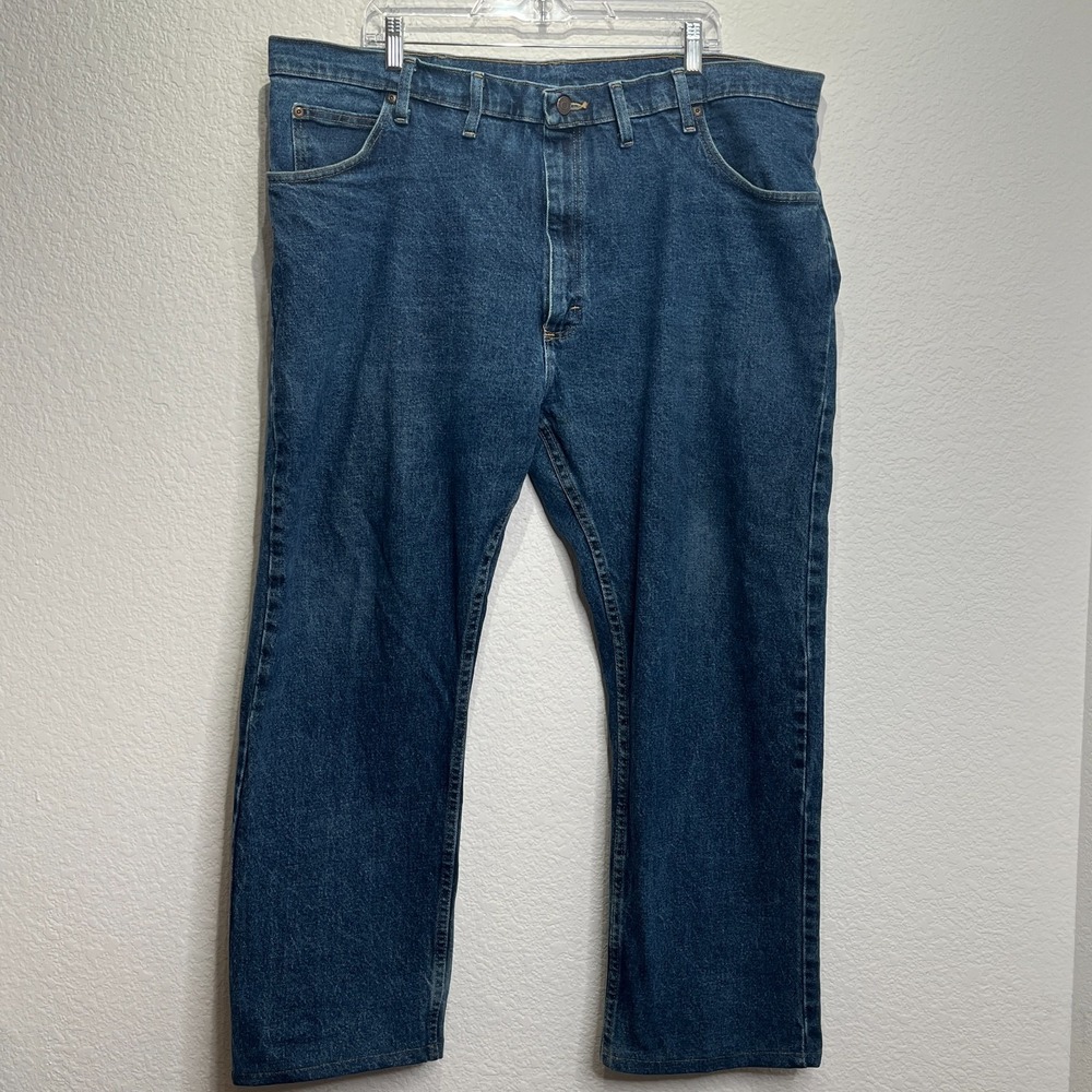 Wrangler Jeans Mens Blue Denim Medium Wash Cotton Logo Straight Leg Streetwear
